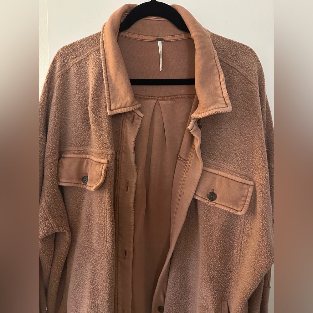 Free People Ruby Jacket Shacket Mauve Rose Pink XL Oversized - Picture 7 of 8